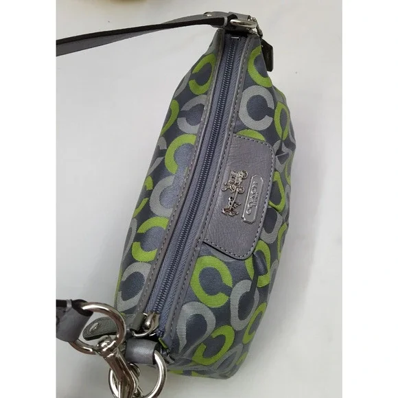 Coach Gray Canvas Leather Trim Zipper Closure Small Hobo Bag - Picture 8 of 12